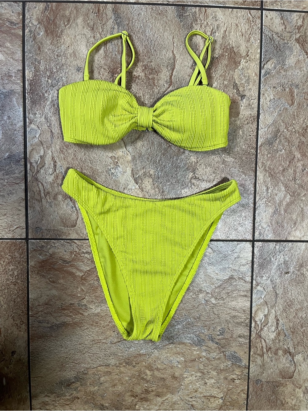 Abercrombie & Fitch Neon Lime Ribbed Bikini Set